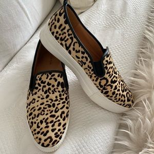 🐆Halogen calf hair leopard 🐆 print platform sneakers